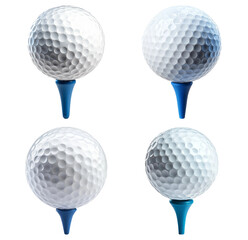Four White Golf Balls on Tees Against a Simple Background Design