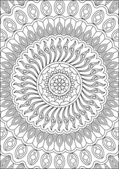 Adult Mandala Coloring Page Single Line Art