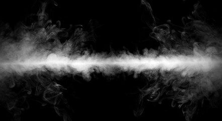 abstract white smoke fog effect isolated on a black background. concept of texture mist, and cloud...