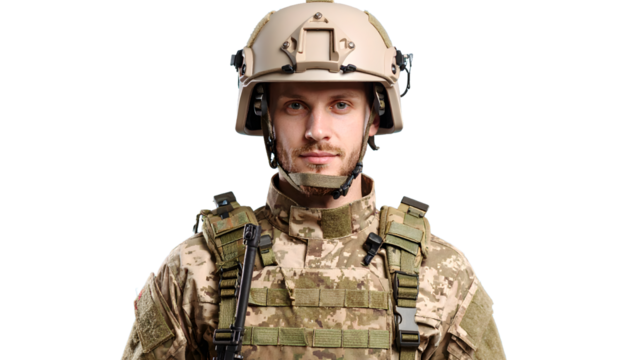 male soldier in digital camouflage uniform - Powered by Adobe