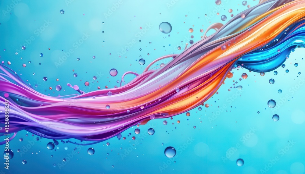 Aufkleber Colorful wave patterns create a vibrant digital backdrop for computer screens