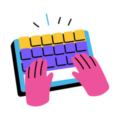 A flat style illustration of typing keyboard 
