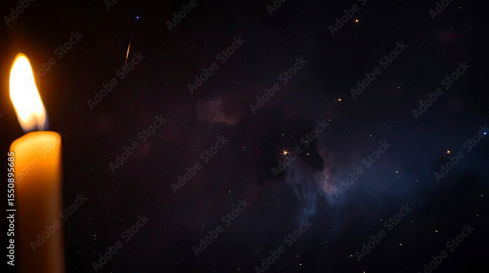 Wall mural a long-exposure photograph of a nebula in outer space, lit by warm candlelight. the image captures m