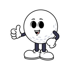 Vector Golf Ball Character Thumbs Up