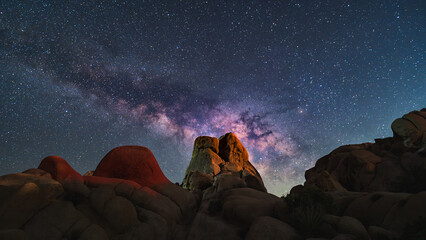 Milky Way Over Skull Rock at Night in Joshua Tree National Park