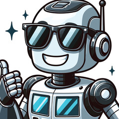 Cool Robot with Sunglasses, AI, Technology, Future