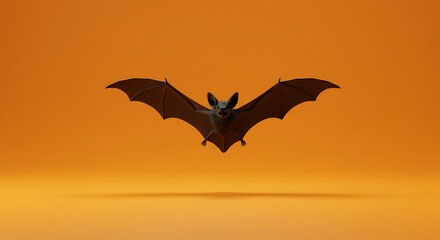 Naklejka premium Bat flying against orange background