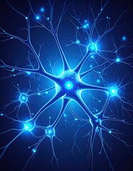 Glowing Neuron Network with Brain Cell, and Neuroscience.