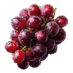 Red grapes, glistening with water droplets