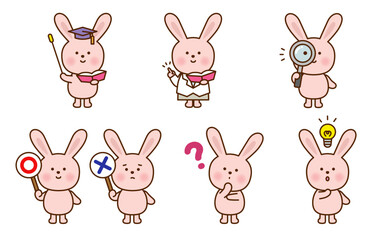 Obraz premium 学習シーンのうさぎ キャラクターセット