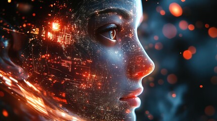 A cybernetic divine rapture where humanity transcends into the digital realm