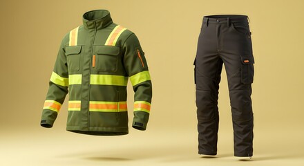 High Visibility Workwear Set: Jacket and Cargo Pants