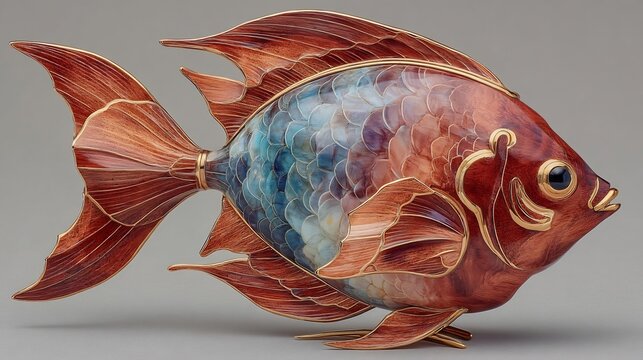Exquisite Enamel Fish Sculpture: A Masterpiece of Artistic Craftsmanship - Powered by Adobe