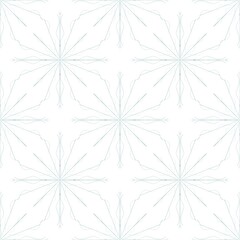 Minimalist Light Blue Floral Line Art Geometric Seamless Pattern