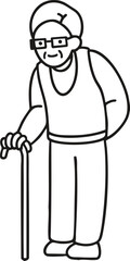 지팡이를 짚고 인자한 미소를 짓는 할아버지 라인 드로잉
Grandpa's line art with a kind smile with a cane for coloring