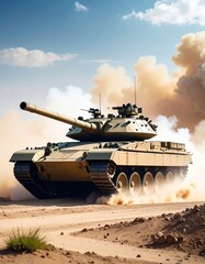 Military Tank Desert Warfare Action Combat.