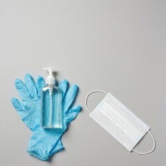 Essential Hygiene Kit: Hand Sanitizer, Gloves, and Face Mask for Safety and Prevention