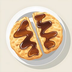 Fototapeta premium A buttery biscuit split in half with honey drizzled inside.