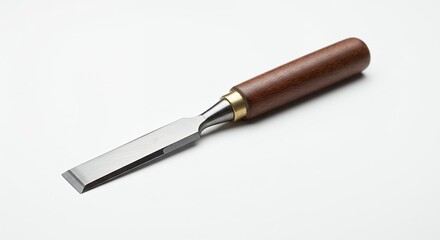 Wood chisel tool on white background