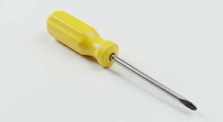 Yellow screwdriver on white background