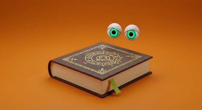 Magical book and floating eyes