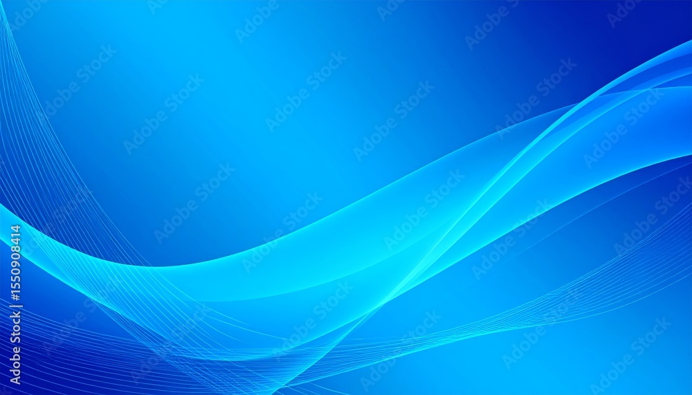 Wall mural abstract blue background with flowing lines and a smooth, soft wave pattern, ideal for modern techno
