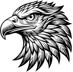 Handcrafted bald eagle vector in vintage linocut style. Perfect for nature logos, rustic branding, and Americana.