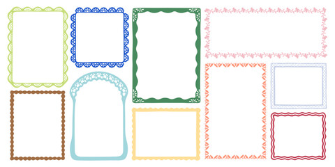 Vector hand drawn ornamental frame bundle with transparent background