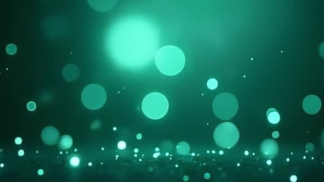 Abstract motion bokeh light video background in mint green and teal color blend

