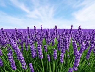 Fototapeta premium Lavender field under a vibrant sky