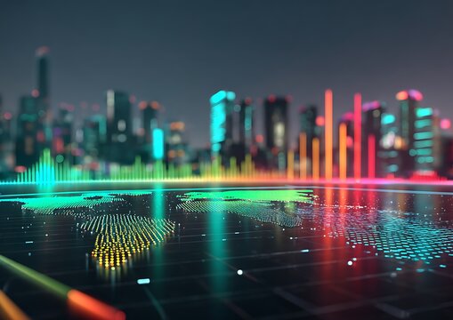Global data visualization over city lights