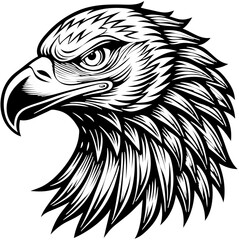 Patriotic bald eagle side view vector. Linocut-style for vintage American logos and rustic illustration needs.