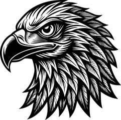 Bald eagle vector with linocut texture. Rustic logo design for American pride, wildlife branding, and vintage appeal.