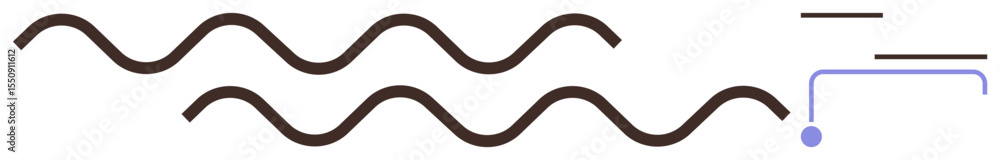 Poster curved waveforms paired with minimalist horizontal lines connected by a dotted element. ideal for in