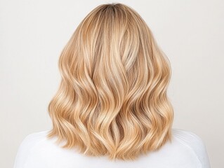 Blonde wavy hair, back view