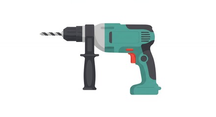 Teal and gray electric drill illustration