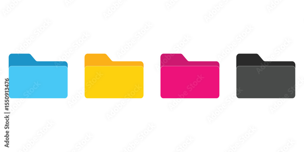 Aufkleber computer file folder icons set. colorful document folders. office folder icons with documents. folde