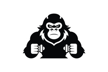 Gorilla Mascot Logo Design Lifting Dumbbells for Fitness and Strength