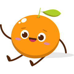 Cute orange character kawai vector for orange mascot. happy face, winking eye,. smile	
