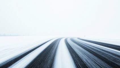 Winter road, blurred motion