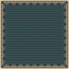 Hijab scarf flower abstract pattern.Ethnic geometric ornament with frame motif border hijab pattern.Design for fabric,print,scarves,shawl,kerchief,bandana,clothing,pareo,pillows,tablecloth,decoration.