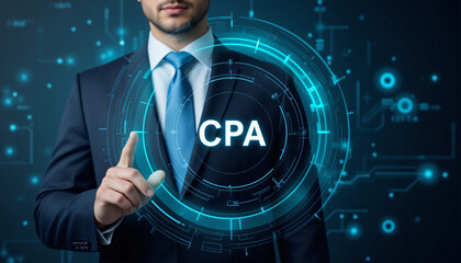 CPA Certified Public Accountant Audit Business concept on virtual screen. Close up view of the income tax return