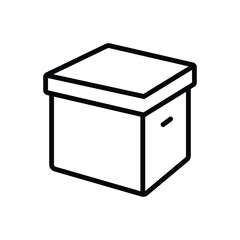 Black line icon for box