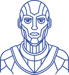 Artificial intelligence Silhouette Line Art Vector Illustration On White Background