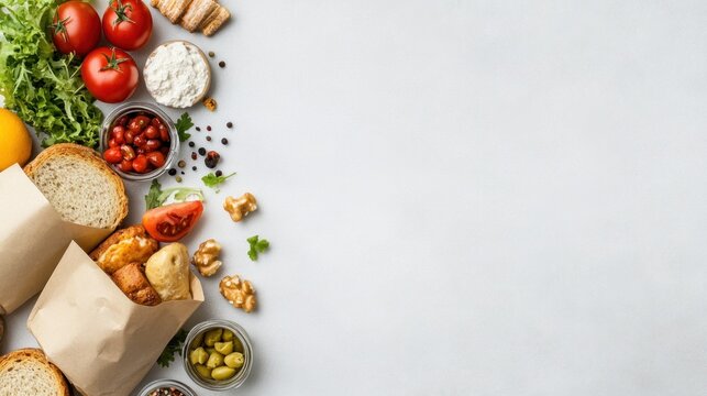 Food ingredients arrangement for sandwich - Powered by Adobe