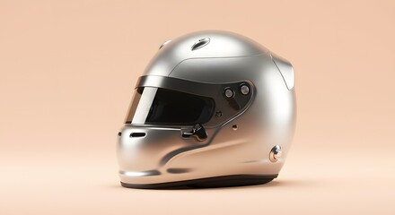 Fototapeta premium Silver Racing Helmet with Visor