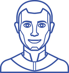 Artificial intelligence Silhouette Line Art Vector Illustration On White Background