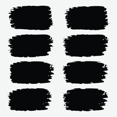 Collection of Eight Black Ink Brush Strokes Displayed in a Rectangular Pattern Isolated