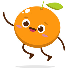 Cute orange character kawai vector for orange mascot. happy face, winking eye,. smile	

