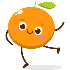Cute orange character kawai vector for orange mascot. happy face, winking eye,. smile	
